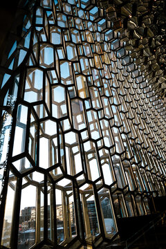 Detail of a window in a modern building in Paris, France