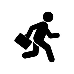 Employee Running to Office Icon for Business Design