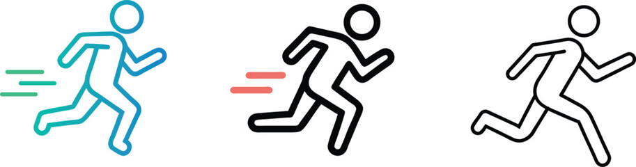 Running  Icon Set Flat Line Style Running Vector.