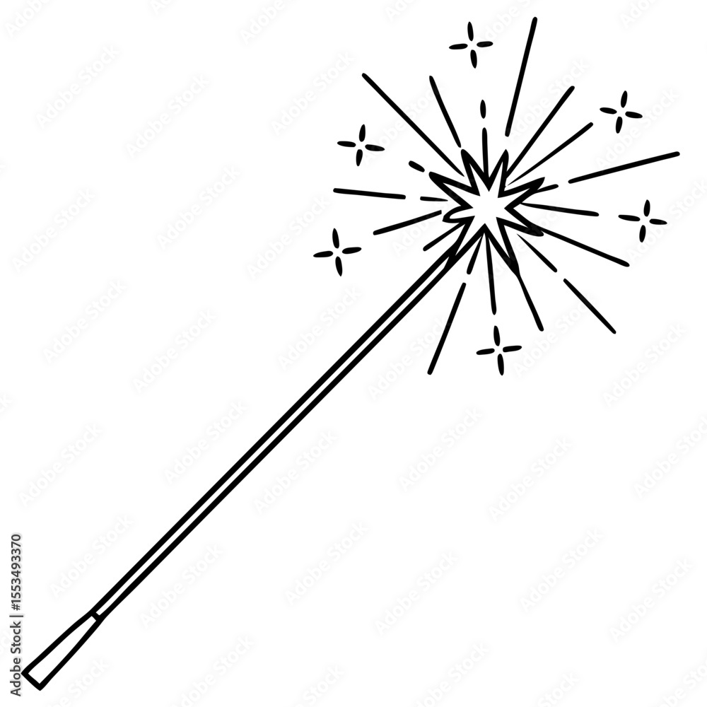 Fototapete elegant sparkler stick – thin line vector design