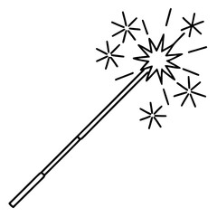 Elegant Sparkler Stick – Thin Line Vector Design