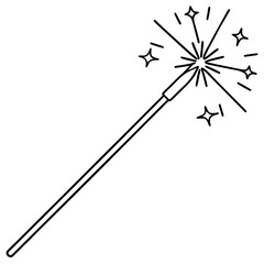 Elegant Sparkler Stick – Thin Line Vector Design