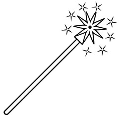 Elegant Sparkler Stick – Thin Line Vector Design