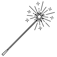 Elegant Sparkler Stick – Thin Line Vector Design