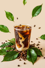 Refreshing Iced Coffee with Cream and Ice