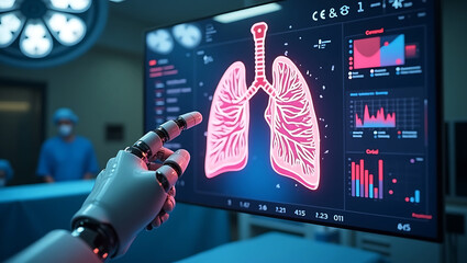 Medical technology Medicine doctor touching electronic medical record on tablet. DNA. Digital healthcare and network connection on hologram modern virtual screen interface, medical technology