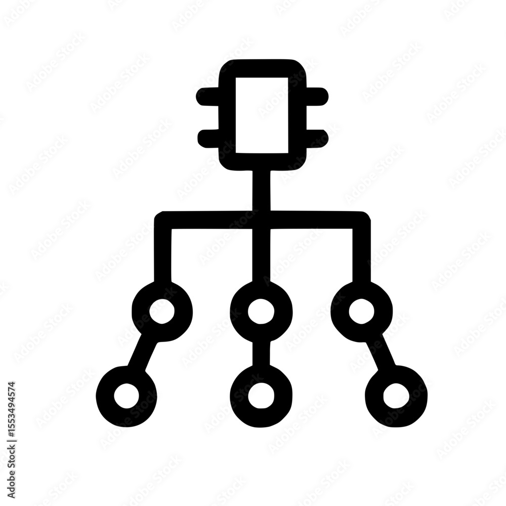 Poster Simple Outline Networking Connection Line Icon Symbol for Data Structure