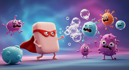 Immune System Superhero: Cartoon Battle Against Germs