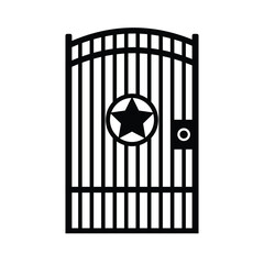 Metal gate vector icon and glyph design on a black background