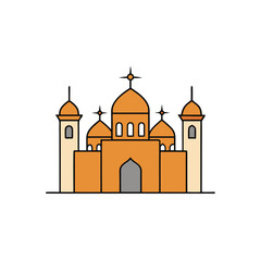 a traditional arabian mosque with wind towers and 