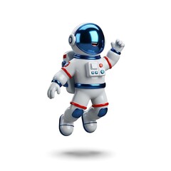 Adorable 3D Render of a Cheerful Astronaut Floating in Space