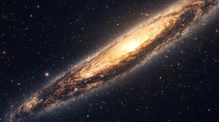 Fototapeta premium A Golden Spiral Galaxy in the Vast Cosmos.