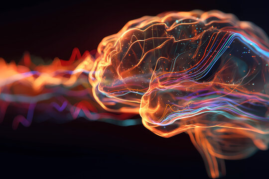 Ultra-detailed 3D Abstract Comic Brain Chemistry and Neurotransmitter Data Flow
