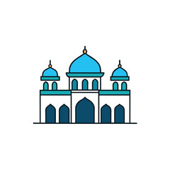 a two level mosque with decorative balconies and t