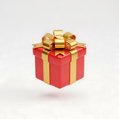 Red Gift Box with Gold Bow Festive 3D Render