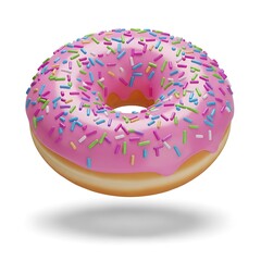 Delicious Pink Donut with Sprinkles A Sweet Treat