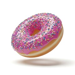 Delicious Pink Donut with Sprinkles A Sweet Treat