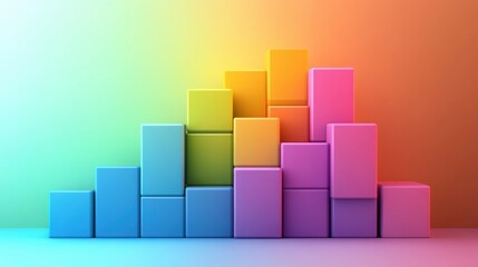 Obraz premium Visualize data trends pastel-colored bar graph digital workspace infographic calm environment aesthetic concept