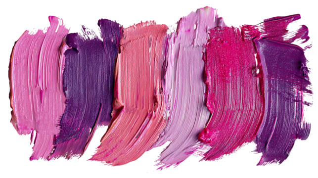 Swatches of pink and purple lipstick shades.