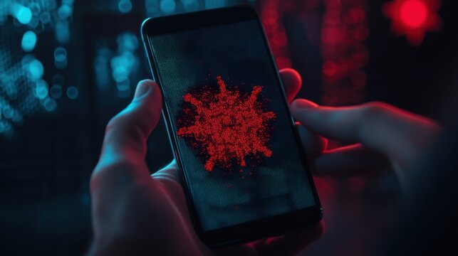 Digital Virus on Smartphone Screen.