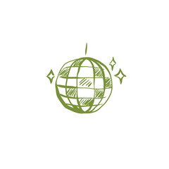 Hand drawn disco ball vector, sketch disco ball and bling vector