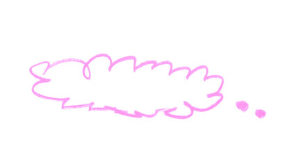 Hand drawn empty cloud speech bubble shape color pencil on transparent background for design in your work business concept.