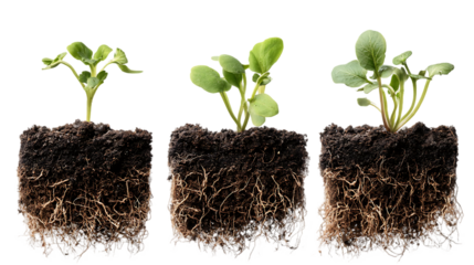 Plant growth stages, Seedling development, roots, soil.