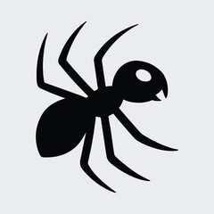 Silhouette ant insect crawling black isolated animal Vector illustration