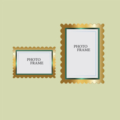 Realistic golden picture frames collection. Modern poster mockup for artwork, photography, or advertising. Perfect for art galleries, interior decor, and branding. Vector illustration
