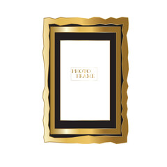 Realistic golden picture frames collection. Modern poster mockup for artwork, photography, or advertising. Perfect for art galleries, interior decor, and branding. Vector illustration