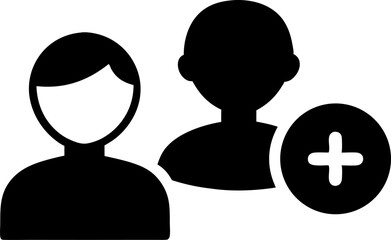 User Add Friend Silhouette Vector Illustration 