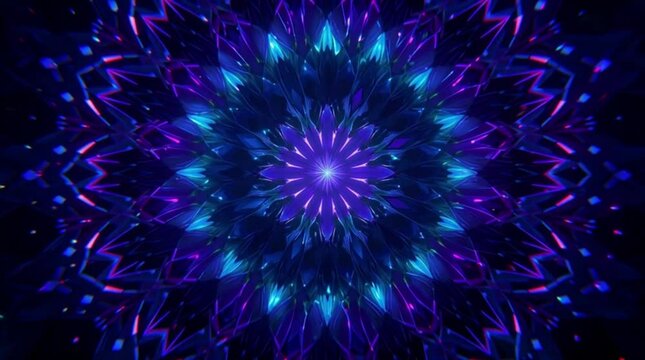 Abstract background video with glowing neon light geometric shapes and patterns for digital art