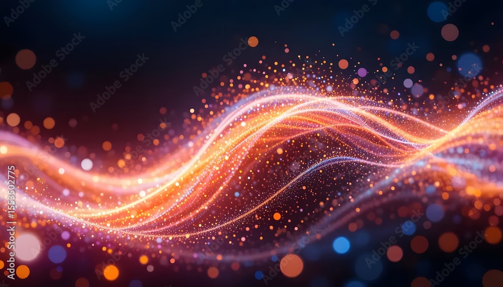 Poster Vibrant Abstract Background with Colorful Light Trails and Bokeh Effect