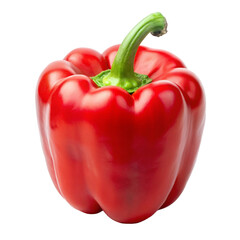 Red sweet pepper isolated on white background with glossy surface and vibrant juicy appearance
