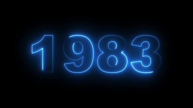 1983 neon line text. Abstract 1983 neon text animation, Glowing neon number text background. video animation . important year, important date 1983. Educational mathematics 1983 animation.