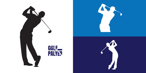 golf player silhouettes vector illustration.