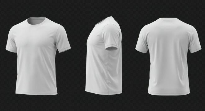 Blank white t shirt mockup 360 degree view