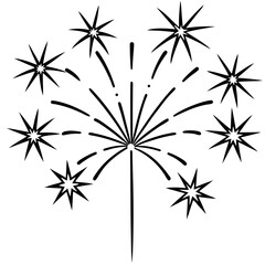 Fireworks Minimalist Line Art Vector