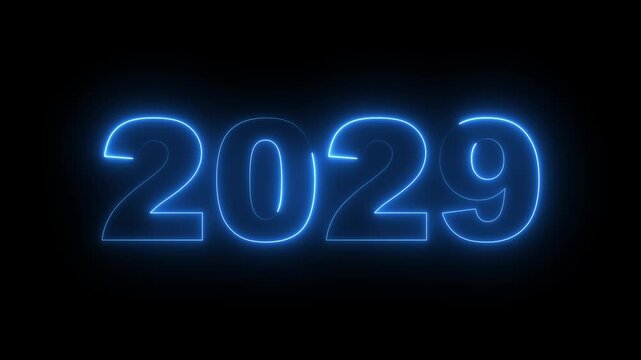 2029 neon line text. Abstract 2029 neon text animation, Glowing neon number text background. video animation . important year, important date 2029. Educational mathematics 2029 animation.