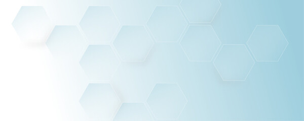 Futuristic molecule structure abstract blue color hexagonal network background design for technology and medical science.	