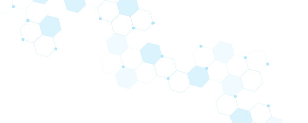 Futuristic molecule structure abstract blue color hexagonal network background design for technology and medical science.	