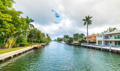 Cloudy sky over a Fort Lauderdale canal