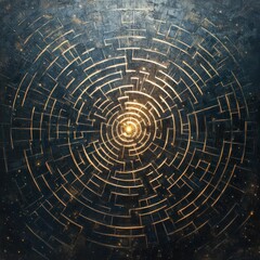 Cosmic Labyrinth An intricate maze of interconnecting light paths that evoke cosmic mystery detailed and expansive