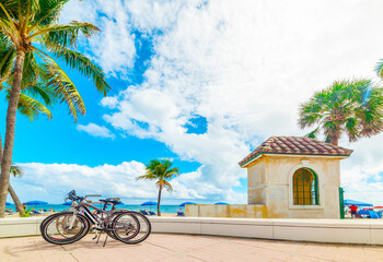 Bicycles parked on Fort Lauderdale seafront