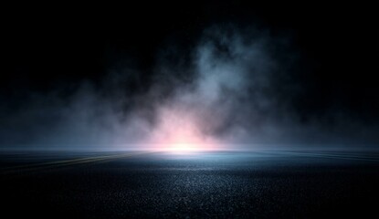 Obraz premium Empty Asphalt Road at Night with Fog
