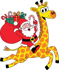 Santa Claus Riding Giraffe