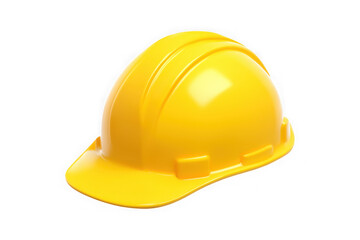 Fototapeta premium A bright yellow construction hard hat with a smooth glossy finish isolated on transparent background