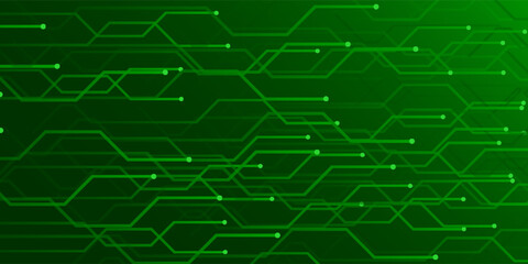 Obraz premium Abstract technology circuit board on green background. modern trendy design