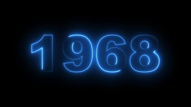 1968 neon line text. Abstract 1968 neon text animation, Glowing neon number text background. video animation . important year, important date 1968. Educational mathematics 1968 animation.