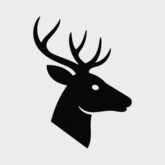 Silhouette deer head simple minimal design vector illustration